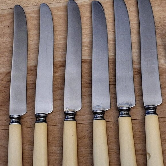 Vintage 12 Piece Universal Stainless Cutlery Set w/ Ivory Bakelite Handles - Picture 3 of 8